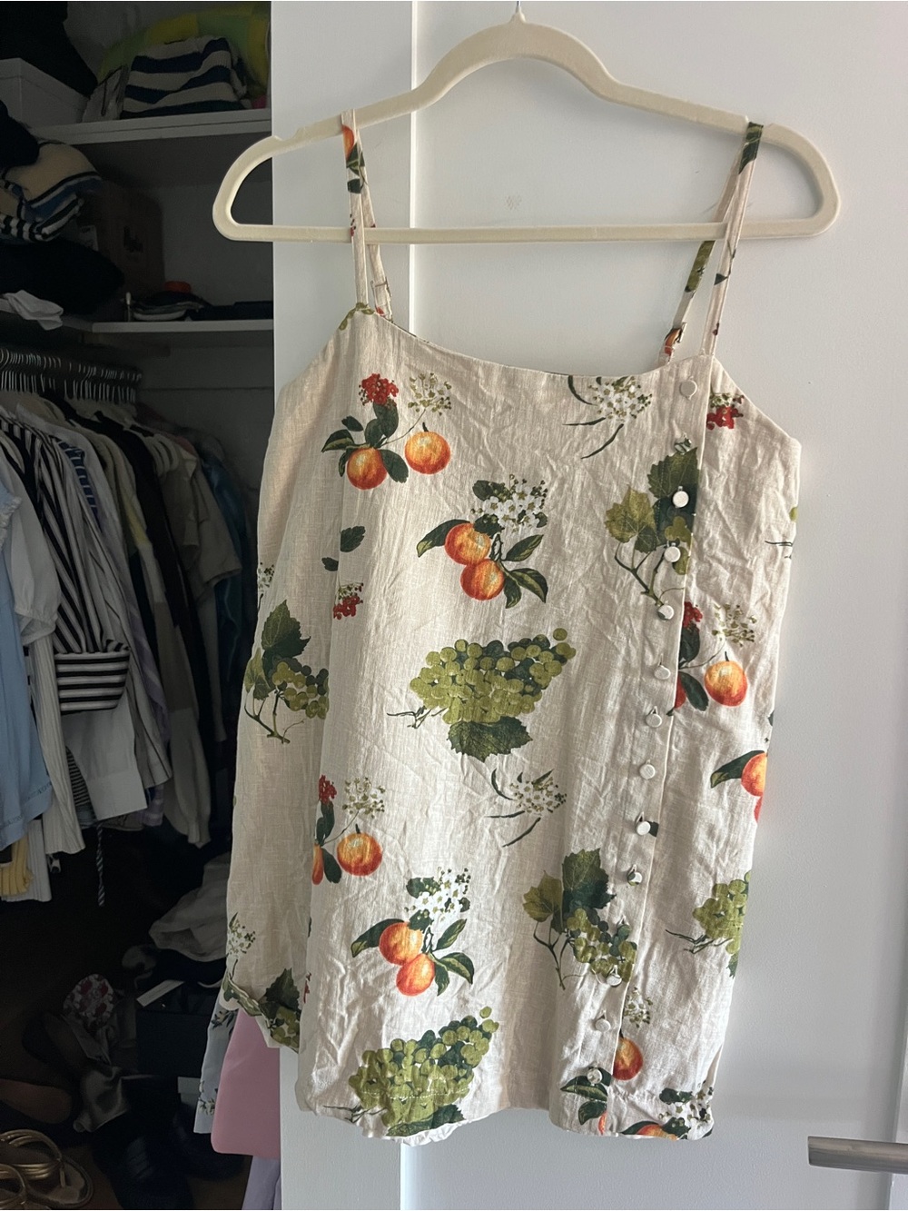 Abercrombie & Fitch Cream Mini Dress with Orange & Green Fruit Print